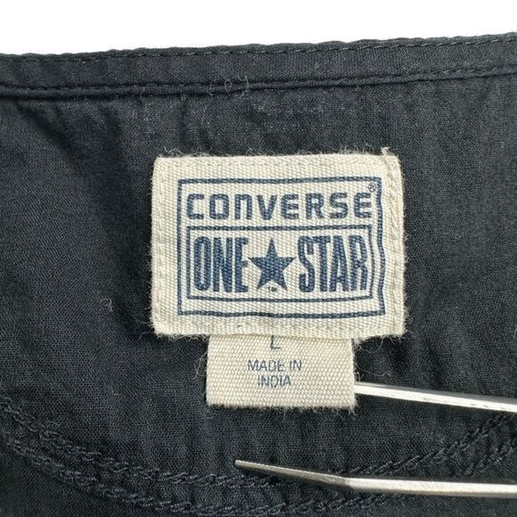 Converse Black Cotton Surplice Tie Waist Casual Summer Dress, Large - Picture 4 of 6